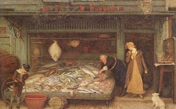 Frederick Walker,ARA,RWS A Fishmonger's shop (mk46) oil painting image